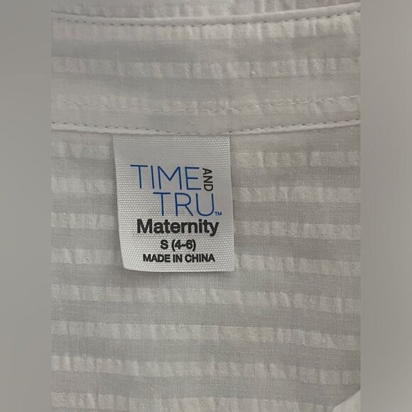 NWT Maternity White Woven Texture Shirt Blouse Top Sz Small (4-6) - Picture 3 of 7